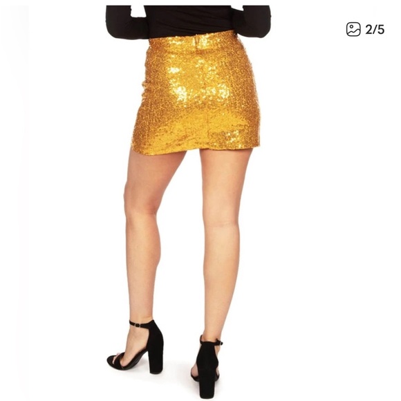 NWT TIPSY ELVES Gold Sequin Mini Skirt Size XL - Picture 2 of 11